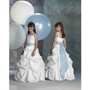 A-line Spaghett Floor Length Taffeta Sash Flower Girl Dresses Factory Directly