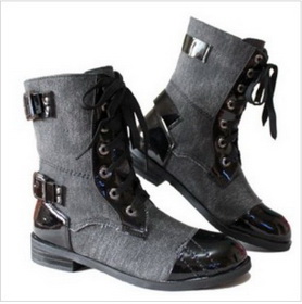 Black With Buttons Lace Up Men's Casual Boots