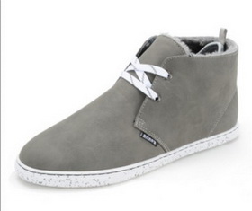 Gray Wool Lace Up Men's Casual Boots