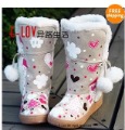 Snow Boots Baby Shoes Christmas House Girls Shoes Boots Hand Drawn Patterns Free Shipping