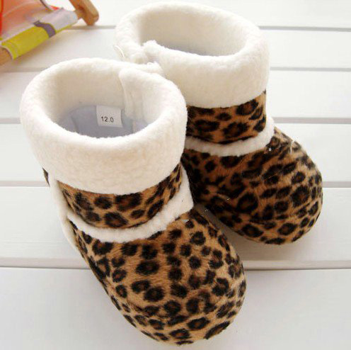 Wholesale 6 Pairs Fashion Leopard Grain Toddlers Shoes Baby Snow Boots Walking Shoes Winter Boots 3 Sizes