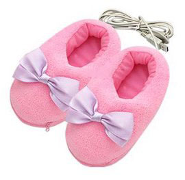 Gift USB Port Warmer Heating Slippers Heated Shoes Pink