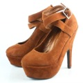 Lady High Heel Shoes Top Cotton 100% Genuine Leather Shoes