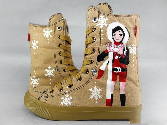 Wholesale- Hand-painted Warm /Theme Shoes/cotton Clot/doodle Shoe Free Shipping by DHL/keep Warm,