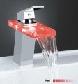 RGB LED LIGHT GLASS WATERFALL FAUCET KITCHEN BASIN BATHROOM SINK MIX TAP FAUCET 30.5*22*14cm 1092g