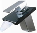 Wholesale Chrome Glass Waterfall Faucet Bathroom Lav Faucet/ Basin Mixer+100% Guaranteed+Free Shipping