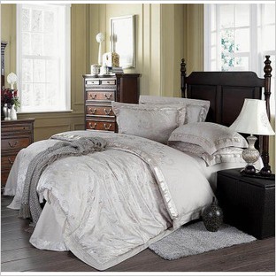 100% Pure Cotton European Silver Tribute Silk Jacquard Weave 4pcs Bedding Set Home Textile Duvet Sets