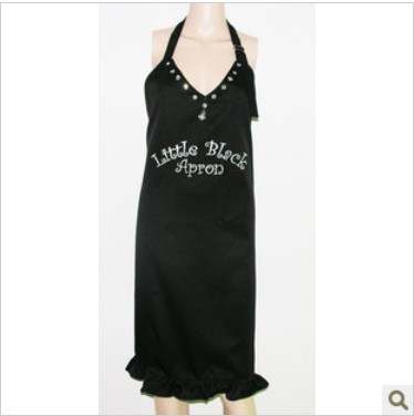 Black Knee Length V Neck Apron