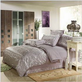 Silver Tencel Jacquard Weave Elegant Style 4pcs Bedding Set Home Textile Duvet Sets