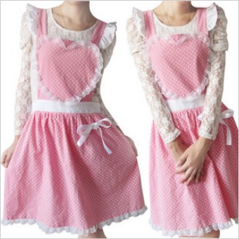 Sleeveless With Heart Shape Pink Apron