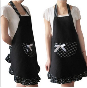 Black Canvas With Ruffles Apron