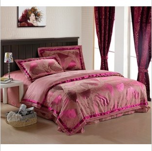 Soft Tencel Tribute Silk Jacquard Weave 4pcs Bedding Set Home Textile Duvet Sets