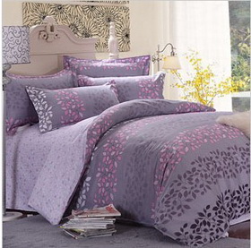 100% Pure Cotton Purple 4pcs Bedding Set Home Textile Duvet Sets