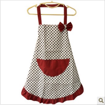 Red Small Dots On With Bow Aprons