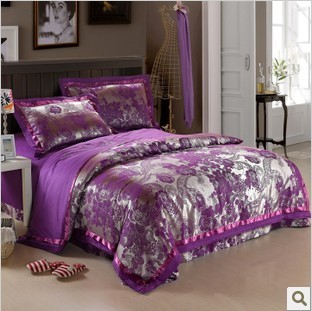 Fashion Fancy Tencel Tribute Silk Jacquard Weave 4pcs Bedding Set Home Textile Duvet Sets