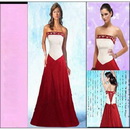 AH1129 Wedding Dress Bridal Gown Strapless Floor Length White Red