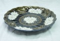 Good Sell 12"(18pcs/ctn)porcelain Plate/dinner Plate with Black Glaze&white Flower Decal