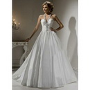 Free Shipping 2011 Ball Gown Dipped V-neck with Beaded Floor Length Train Wedding Dresses MG621