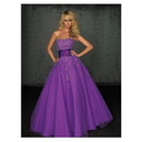 Tulle Strapless Beaded Neckline with A Line Floor Length Skirt Purple Hot Sell 2010 New P