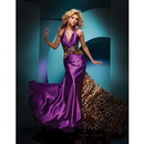 Leopard Halter Deep V Neckline Elegant Free Shipping Taffeta Floor Length LD01