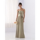 Brown Evening Dress New Arrival A-Line Pleated Bow Strapless Sleeveless Floor Length