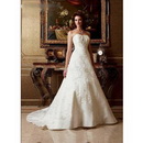2010 Wedding Dress, Stunning Ball Gown Strapless Floor Length with Applique Organza Wedding DressT56