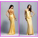 Taffeta Party Dresses New Simple Yellow Line Evening/Prom Dresses Sheath Thick Straps Floor Length