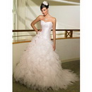 White Wedding Dresses Amour Royale Ball Gown Sweetheart Floor Length Organza