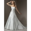 No Risk Shop! Free Shipping Prince Strapless Floor Length A Line Chapel Train White Satin Wedding Dresses WD5114