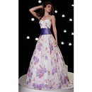 LT4216 Strapless Waistband Printed Floor Length Evening Dress by Designers