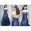 Nobby Backless A-line Floor Length Beaded and Pleated Organza Evening Dress