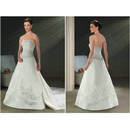 Free Shipping Satin Strapless Heavy Embroidery A Line Floor Length with Detachable Train Hot Sell Wedding Gown WB-0004