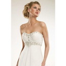 2011 New White Chiffon A-Line Strapless Sweetheart Neck Beaded Embroidered Floor Length Lace Up Strapless Wedding Dress