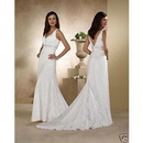 V-neck Floor Length Satin Wedding Dress Evening Gown