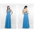Free Shipping Chiffon Sexy V-neck with Halter in Floor Length A Line Simple Evening Dress