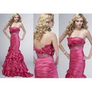 Courtlike Backless Mermaid/Trumpet Floor Length Pleated and Beaded Taffeta Evening Dress