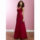 A-line Princess Halter Sash Floor Length Satin Chiffon Bridesmaid Dress