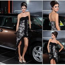 Strapless Beaded Black Floor Length Evening Dress 21922