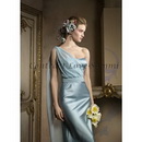 2011 Formal Floor Length Blue One Shoulder Bridesmaid Dress