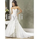 Free Shipping Mermaid Sleevesless V-Neck Floor Length Satin Embroidery Wedding Dress