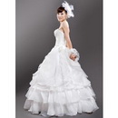 2011 A Line Strapless Crystal Yarn Sequin Beaded Floor Length White/Champagne Wedding Dress Zipper Back