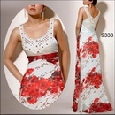 09338RD Free Shipping Fashion Evening Red Floral Printed Floor Length Dresses