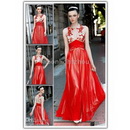 Ankle Floor Length 2010 Women's Evening Dresses Dress Red Chiffon Strappy Sleeveless