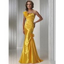 2010 Stunning Most Popular Floor Length One Shoulder Gold Evening Dress Free Shipping CJ023