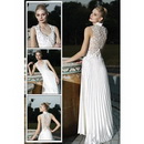 A-line V-Neck Floor Length Sleeveless Evening Dresses F