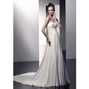 Appliqued Patterns Chiffon Bridal Wedding Dress 2011 Fashion Design Floor Length Wholesale Price+free Shipping Top Quality
