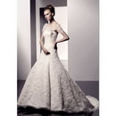 Floral Organza Strapless Elegant Bridal Wedding Dress 2011 Fashion Design Floor Length Wholesale Price+free Shipping Top Quality