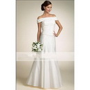 Princess A-Line Sleeveless Off-The-Shoulder Satin None Zipper Up Floor Length Wedding Dresses