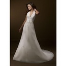 Custom-made White Halter Sheath Applique Floor Length Chiffon Wedding Dresses Bride Gownes