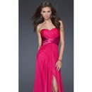 Empire Strapless Sweetheart Neck Chiffon Gown Floor Length with Pleated Satin Underneath Bust Prom Dresses